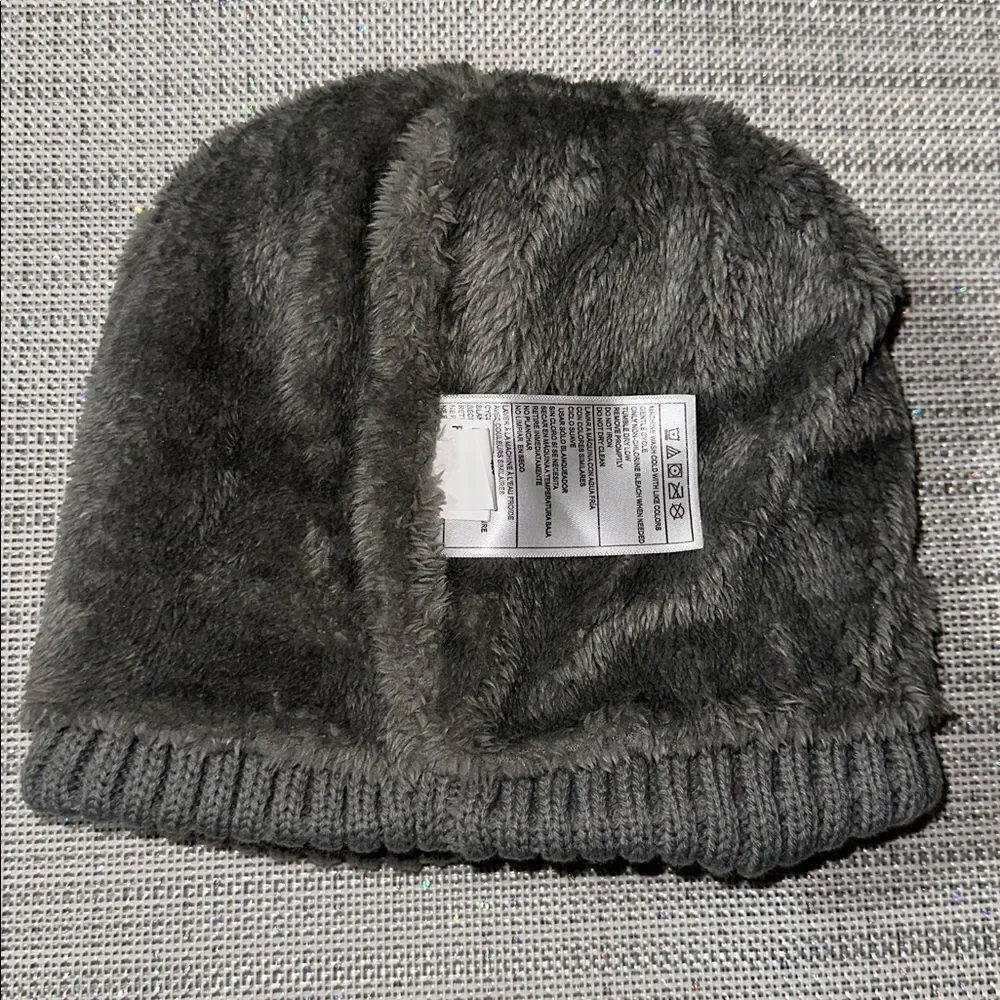 SPYDER OS Kids/Adult Unisex Gray Fleece Lined Ribbed Knit Scull Cap Beanie Hat